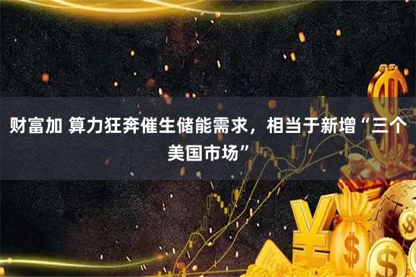 财富加 算力狂奔催生储能需求，相当于新增“三个美国市场”