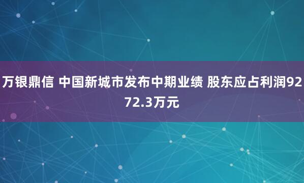 万银鼎信 中国新城市发布中期业绩 股东应占利润9272.3万元